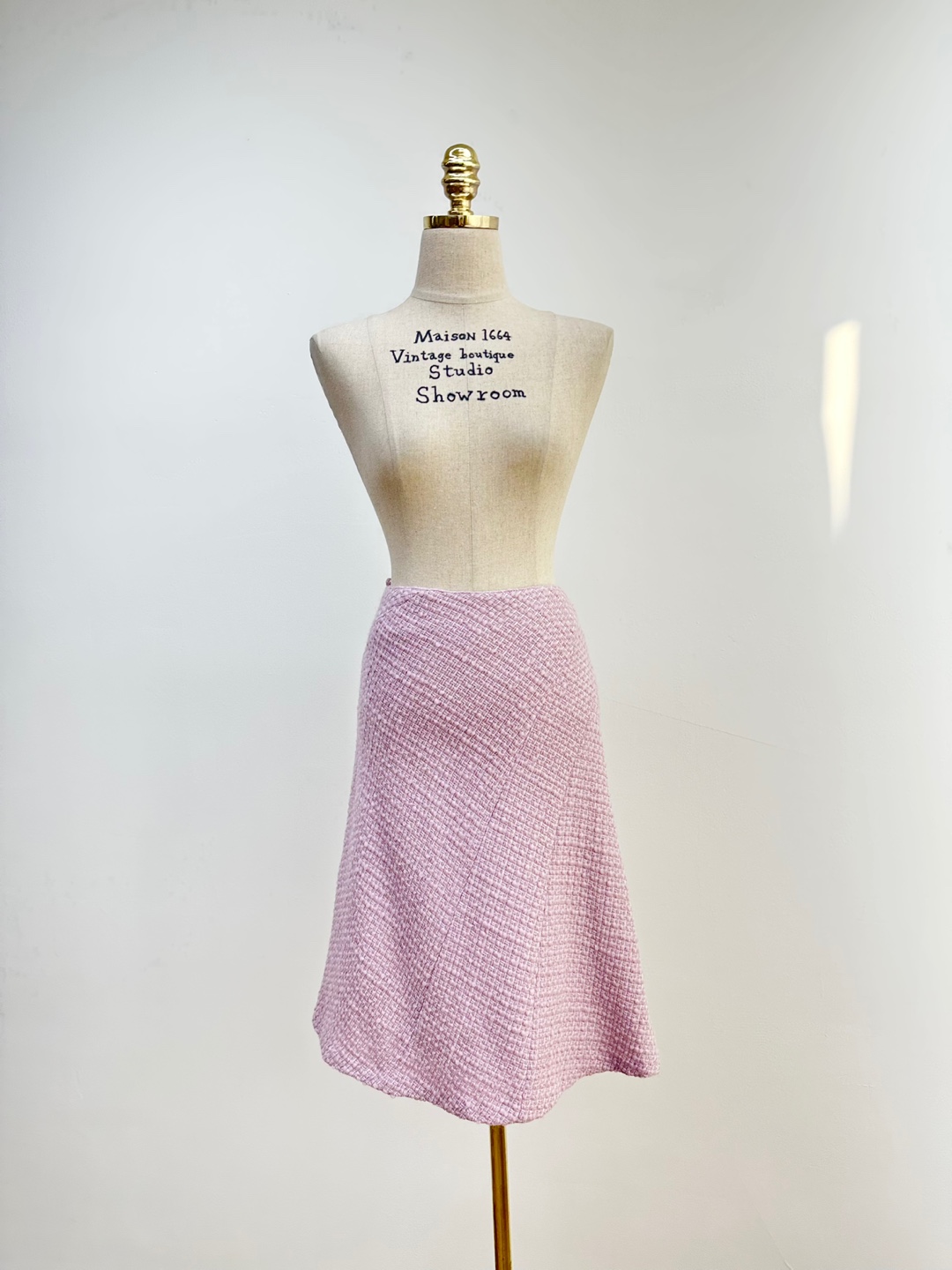Light Purple Tweed A-Line Wool Skirt [27inch]