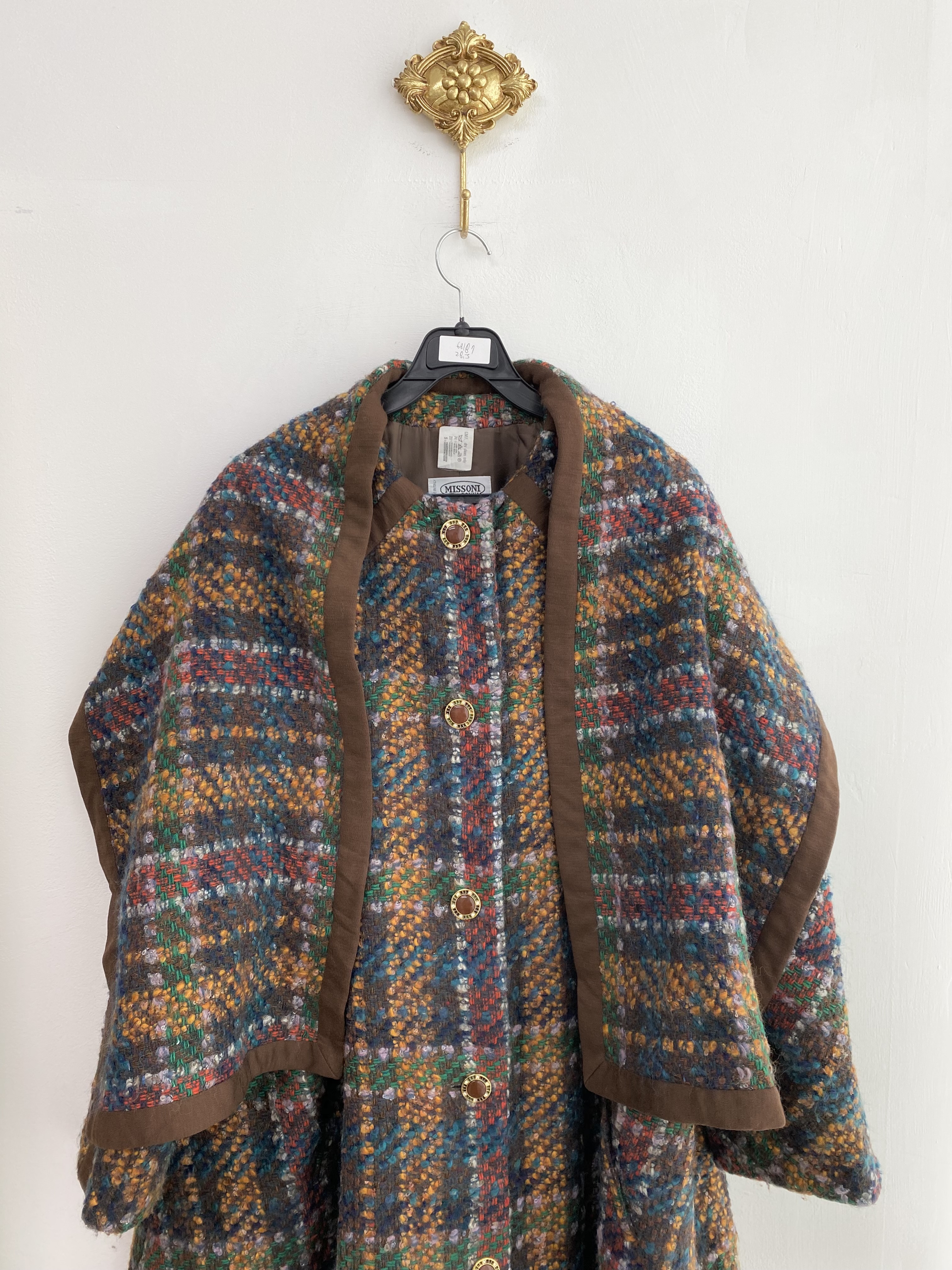 Missoni brown colorful mix layered wool coat